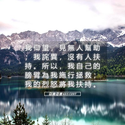 Picture 05 - 以 賽 亞 書 63:5 CUVT - 我 仰 望 ， 見 無 人 幫 助 ； 我 詫 - Bible Verse Picture