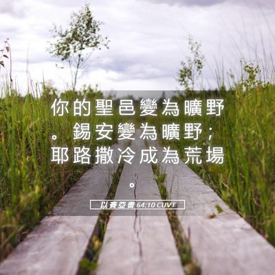 Picture 05 - 以 賽 亞 書 64:10 CUVT - 你 的 聖 邑 變 為 曠 野 。 錫 安 變 - Bible Verse Picture