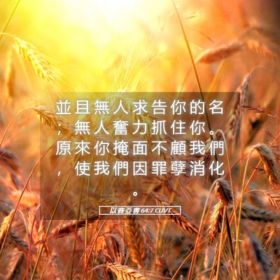 Picture 05 - 以 賽 亞 書 64:7 CUVT - 並 且 無 人 求 告 你 的 名 ； 無 人 - Bible Verse Picture