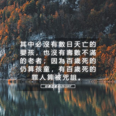 Picture 05 - 以 賽 亞 書 65:20 CUVT - 其 中 必 沒 有 數 日 夭 亡 的 嬰 孩 - Bible Verse Picture
