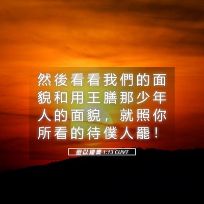 Picture 05 - 但 以 理 書 1:13 CUVT - 然 後 看 看 我 們 的 面 貌 和 用 王 - Bible Verse Picture