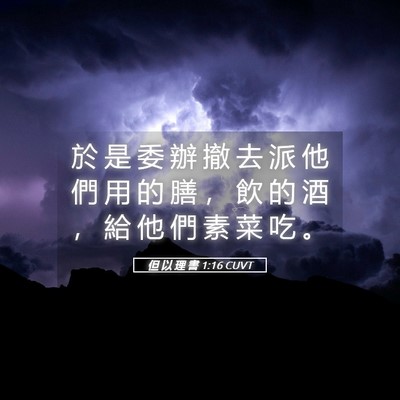 Picture 05 - 但 以 理 書 1:16 CUVT - 於 是 委 辦 撤 去 派 他 們 用 的 膳 - Bible Verse Picture