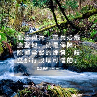 Picture 05 - 但 以 理 書 11:31 CUVT - 他 必 興 兵 ， 這 兵 必 褻 瀆 聖 地 - Bible Verse Picture