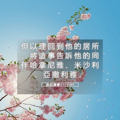 Picture 05 - 但 以 理 書 2:17 CUVT - 但 以 理 回 到 他 的 居 所 ， 將 這 - Bible Verse Picture