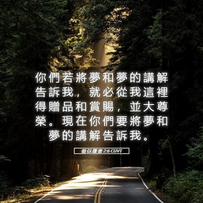 Picture 05 - 但 以 理 書 2:6 CUVT - 你 們 若 將 夢 和 夢 的 講 解 告 訴 - Bible Verse Picture