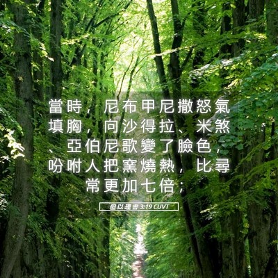 Picture 05 - 但 以 理 書 3:19 CUVT - 當 時 ， 尼 布 甲 尼 撒 怒 氣 填 胸 - Bible Verse Picture