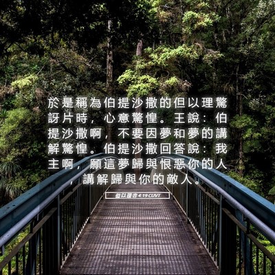 Picture 05 - 但 以 理 書 4:19 CUVT - 於 是 稱 為 伯 提 沙 撒 的 但 以 理 - Bible Verse Picture