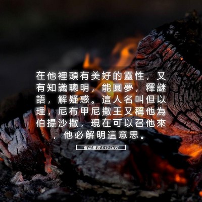 Picture 05 - 但 以 理 書 5:12 CUVT - 在 他 裡 頭 有 美 好 的 靈 性 ， 又 - Bible Verse Picture