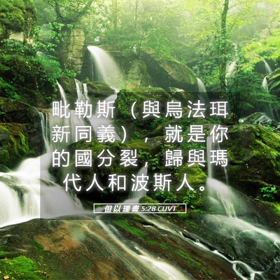 Picture 05 - 但 以 理 書 5:28 CUVT - 毗 勒 斯 （ 與 烏 法 珥 新 同 義 ） - Bible Verse Picture
