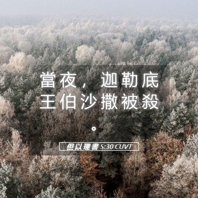 Picture 05 - 但 以 理 書 5:30 CUVT - 當 夜 ， 迦 勒 底 王 伯 沙 撒 被 殺 - Bible Verse Picture