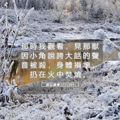 Picture 05 - 但 以 理 書 7:11 CUVT - 那 時 我 觀 看 ， 見 那 獸 因 小 角 - Bible Verse Picture