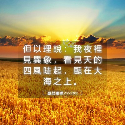 Picture 05 - 但 以 理 書 7:2 CUVT - 但 以 理 說 ： 我 夜 裡 見 異 象 ， - Bible Verse Picture