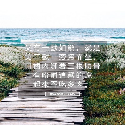 Picture 05 - 但 以 理 書 7:5 CUVT - 又 有 一 獸 如 熊 ， 就 是 第 二 獸 - Bible Verse Picture