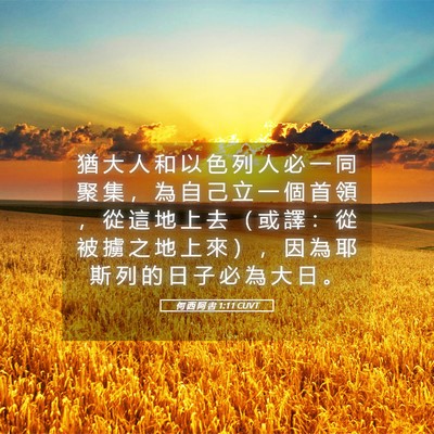 Picture 05 - 何 西 阿 書 1:11 CUVT - 猶 大 人 和 以 色 列 人 必 一 同 聚 - Bible Verse Picture