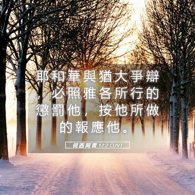 Picture 05 - 何 西 阿 書 12:2 CUVT - 耶 和 華 與 猶 大 爭 辯 ， 必 照 雅 - Bible Verse Picture