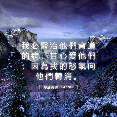 Picture 05 - 何 西 阿 書 14:4 CUVT - 我 必 醫 治 他 們 背 道 的 病 ， 甘 - Bible Verse Picture