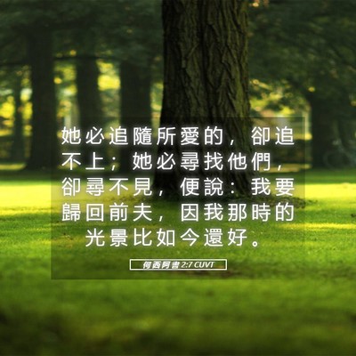 Picture 05 - 何 西 阿 書 2:7 CUVT - 她 必 追 隨 所 愛 的 ， 卻 追 不 上 - Bible Verse Picture
