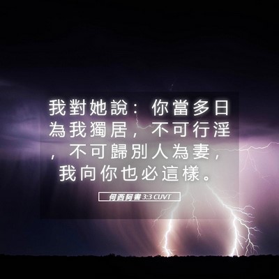 Picture 05 - 何 西 阿 書 3:3 CUVT - 我 對 她 說 ： 你 當 多 日 為 我 獨 - Bible Verse Picture
