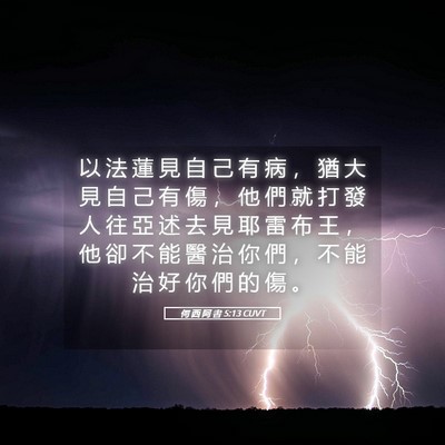 Picture 05 - 何 西 阿 書 5:13 CUVT - 以 法 蓮 見 自 己 有 病 ， 猶 大 見 - Bible Verse Picture