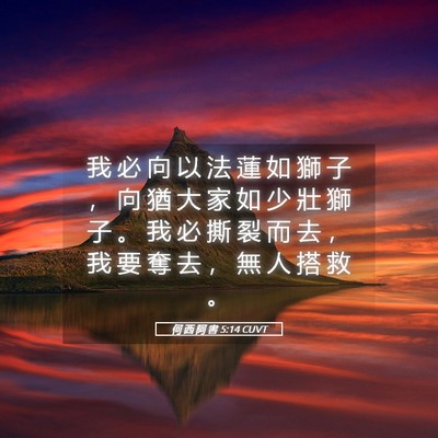 Picture 05 - 何 西 阿 書 5:14 CUVT - 我 必 向 以 法 蓮 如 獅 子 ， 向 猶 - Bible Verse Picture