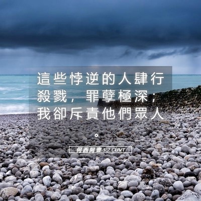 Picture 05 - 何 西 阿 書 5:2 CUVT - 這 些 悖 逆 的 人 肆 行 殺 戮 ， 罪 - Bible Verse Picture