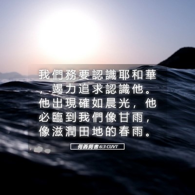 Picture 05 - 何 西 阿 書 6:3 CUVT - 我 們 務 要 認 識 耶 和 華 ， 竭 力 - Bible Verse Picture