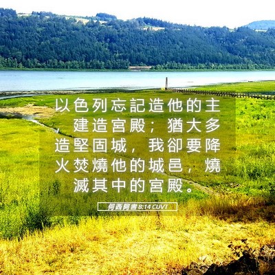 Picture 05 - 何 西 阿 書 8:14 CUVT - 以 色 列 忘 記 造 他 的 主 ， 建 造 - Bible Verse Picture