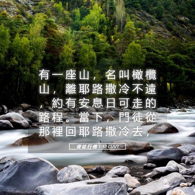 Picture 05 - 使 徒 行 傳 1:12 CUVT - 有 一 座 山 ， 名 叫 橄 欖 山 ， 離 - Bible Verse Picture