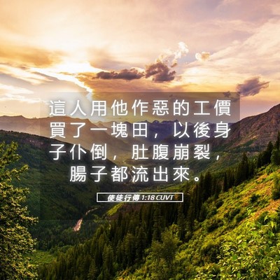 Picture 05 - 使 徒 行 傳 1:18 CUVT - 這 人 用 他 作 惡 的 工 價 買 了 一 - Bible Verse Picture