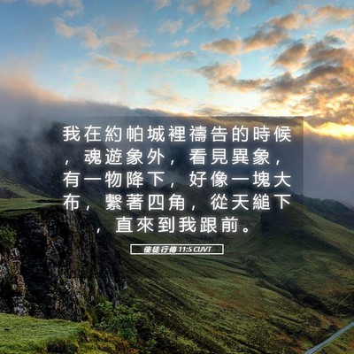 Picture 05 - 使 徒 行 傳 11:5 CUVT - 我 在 約 帕 城 裡 禱 告 的 時 候 ， - Bible Verse Picture