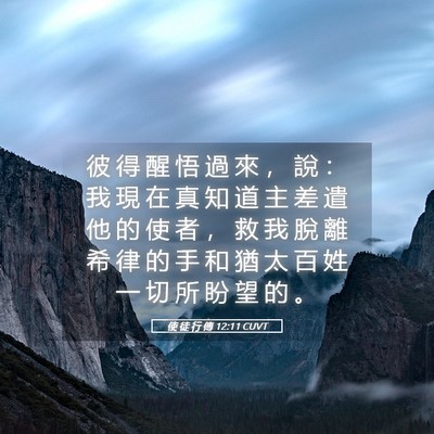 Picture 05 - 使 徒 行 傳 12:11 CUVT - 彼 得 醒 悟 過 來 ， 說 ： 我 現 在 - Bible Verse Picture