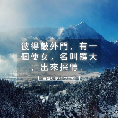 Picture 05 - 使 徒 行 傳 12:13 CUVT - 彼 得 敲 外 門 ， 有 一 個 使 女 ， - Bible Verse Picture