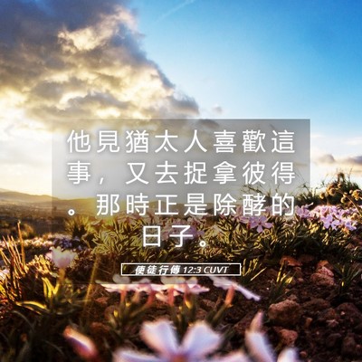 Picture 05 - 使 徒 行 傳 12:3 CUVT - 他 見 猶 太 人 喜 歡 這 事 ， 又 去 - Bible Verse Picture