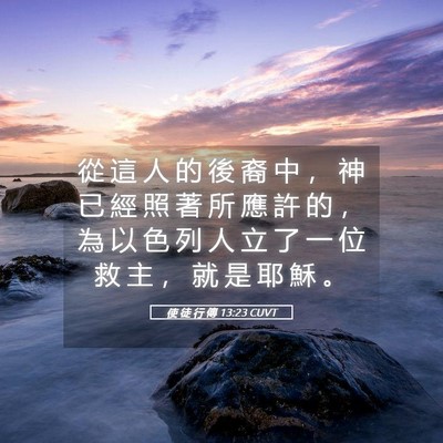 Picture 05 - 使 徒 行 傳 13:23 CUVT - 從 這 人 的 後 裔 中 ， 神 已 經 照 - Bible Verse Picture