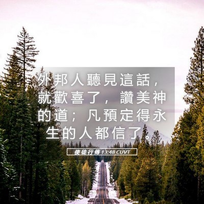 Picture 05 - 使 徒 行 傳 13:48 CUVT - 外 邦 人 聽 見 這 話 ， 就 歡 喜 了 - Bible Verse Picture