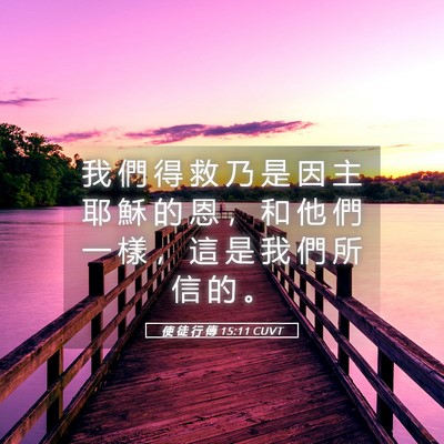 Picture 05 - 使 徒 行 傳 15:11 CUVT - 我 們 得 救 乃 是 因 主 耶 穌 的 恩 - Bible Verse Picture