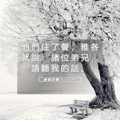 Picture 05 - 使 徒 行 傳 15:13 CUVT - 他 們 住 了 聲 ， 雅 各 就 說 ： 諸 - Bible Verse Picture