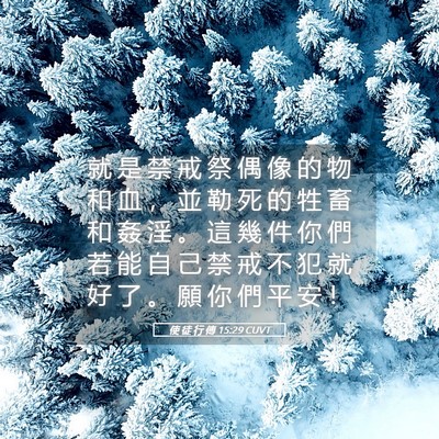 Picture 05 - 使 徒 行 傳 15:29 CUVT - 就 是 禁 戒 祭 偶 像 的 物 和 血 ， - Bible Verse Picture