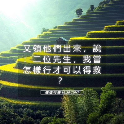 Picture 05 - 使 徒 行 傳 16:30 CUVT - 又 領 他 們 出 來 ， 說 ： 二 位 先 - Bible Verse Picture