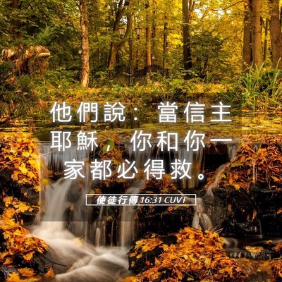 Picture 05 - 使 徒 行 傳 16:31 CUVT - 他 們 說 ： 當 信 主 耶 穌 ， 你 和 - Bible Verse Picture