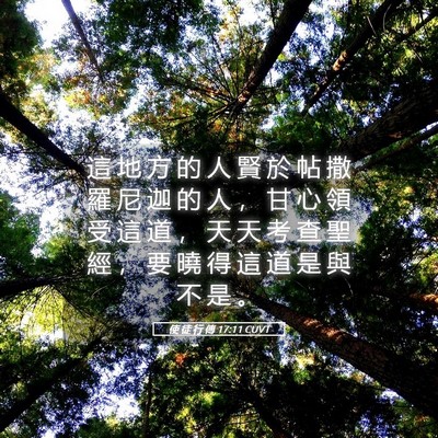 Picture 05 - 使 徒 行 傳 17:11 CUVT - 這 地 方 的 人 賢 於 帖 撒 羅 尼 迦 - Bible Verse Picture