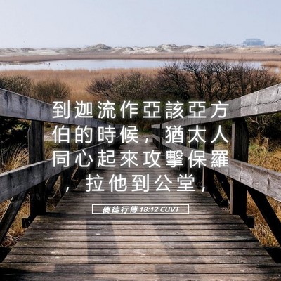 Picture 05 - 使 徒 行 傳 18:12 CUVT - 到 迦 流 作 亞 該 亞 方 伯 的 時 候 - Bible Verse Picture