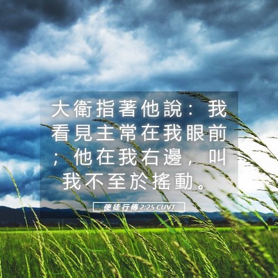 Picture 05 - 使 徒 行 傳 2:25 CUVT - 大 衛 指 著 他 說 ： 我 看 見 主 常 - Bible Verse Picture