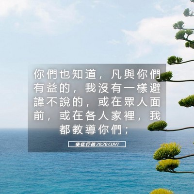 Picture 05 - 使 徒 行 傳 20:20 CUVT - 你 們 也 知 道 ， 凡 與 你 們 有 益 - Bible Verse Picture