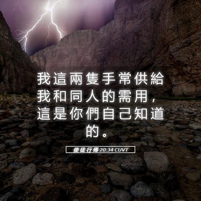 Picture 05 - 使 徒 行 傳 20:34 CUVT - 我 這 兩 隻 手 常 供 給 我 和 同 人 - Bible Verse Picture