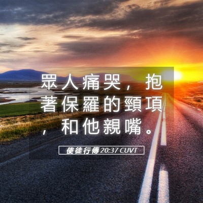 Picture 05 - 使 徒 行 傳 20:37 CUVT - 眾 人 痛 哭 ， 抱 著 保 羅 的 頸 項 - Bible Verse Picture