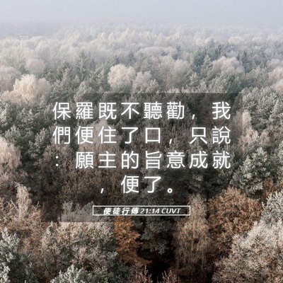 Picture 05 - 使 徒 行 傳 21:14 CUVT - 保 羅 既 不 聽 勸 ， 我 們 便 住 了 - Bible Verse Picture