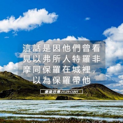 Picture 05 - 使 徒 行 傳 21:29 CUVT - 這 話 是 因 他 們 曾 看 見 以 弗 所 - Bible Verse Picture