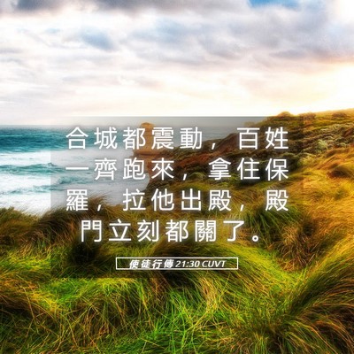 Picture 05 - 使 徒 行 傳 21:30 CUVT - 合 城 都 震 動 ， 百 姓 一 齊 跑 來 - Bible Verse Picture