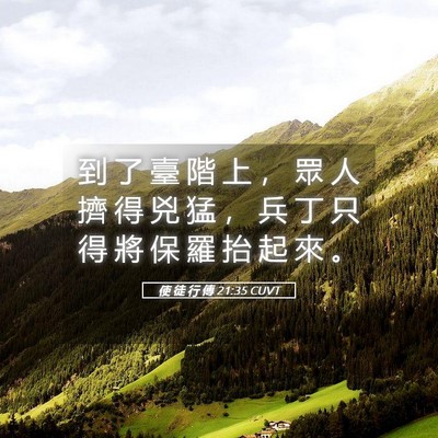Picture 05 - 使 徒 行 傳 21:35 CUVT - 到 了 臺 階 上 ， 眾 人 擠 得 兇 猛 - Bible Verse Picture